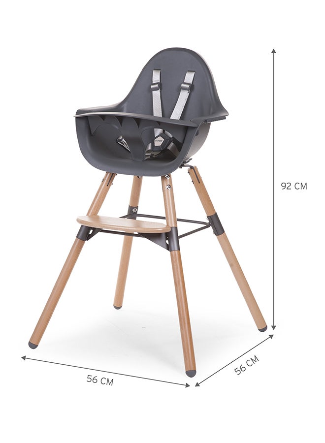 Evolu One 80° High Chair, 2 In 1 Baby High Chair With 180° Swivel, Portable High Chair, Adjustable Height Baby High Chair, Sleek Modern High Chair With Beechwood Legs, Anthracite