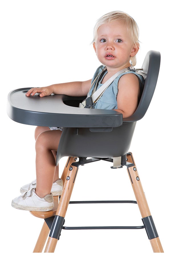 Evolu One 80° High Chair, 2 In 1 Baby High Chair With 180° Swivel, Portable High Chair, Adjustable Height Baby High Chair, Sleek Modern High Chair With Beechwood Legs, Anthracite