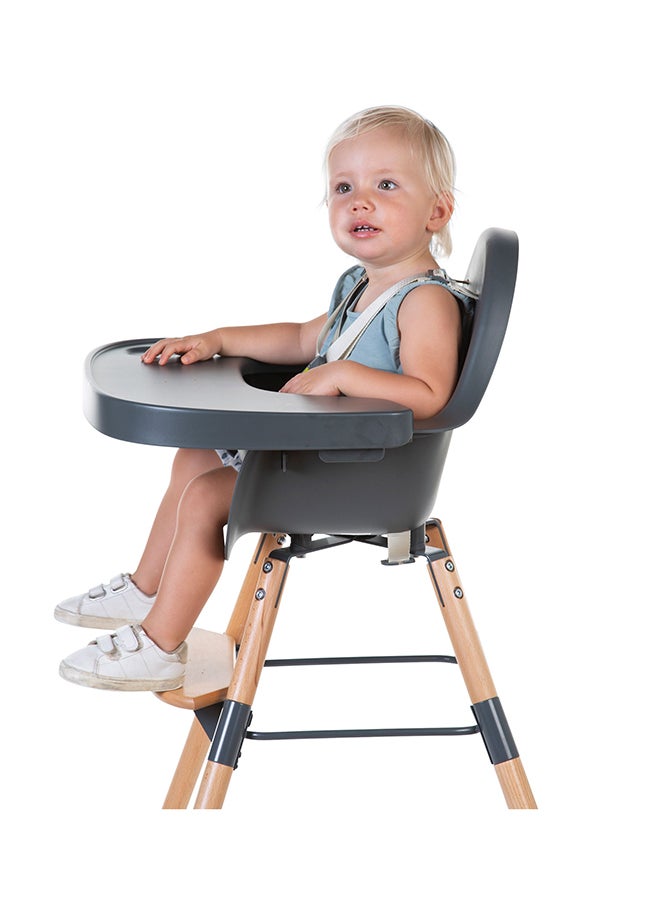 Evolu One 80° High Chair, 2 In 1 Baby High Chair With 180° Swivel, Portable High Chair, Adjustable Height Baby High Chair, Sleek Modern High Chair With Beechwood Legs, Anthracite