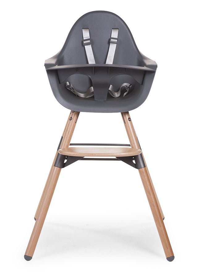 Evolu One 80° High Chair, 2 In 1 Baby High Chair With 180° Swivel, Portable High Chair, Adjustable Height Baby High Chair, Sleek Modern High Chair With Beechwood Legs, Anthracite