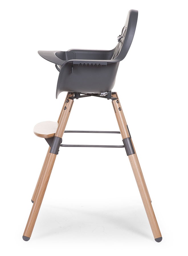 Evolu One 80° High Chair, 2 In 1 Baby High Chair With 180° Swivel, Portable High Chair, Adjustable Height Baby High Chair, Sleek Modern High Chair With Beechwood Legs, Anthracite