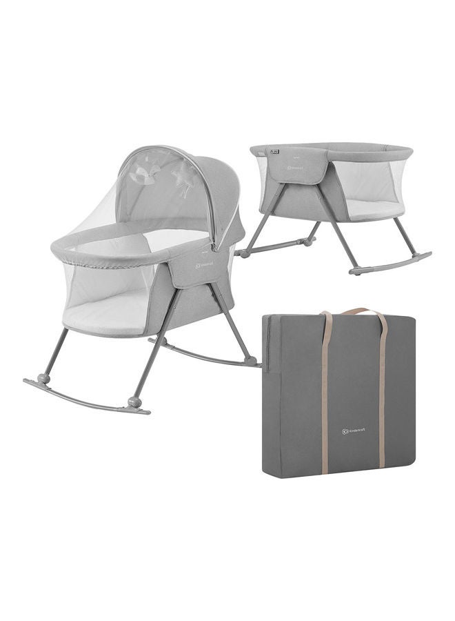 Baby Crib 3 In 1 Lovi, Cradle, Travel Cot, Rocker, Easy Folding And Unfolding, Adjustable Canopy, With Accessories, Mattress Cover, Included Toys, Transport Bag, For Newborn, 0 - 9 Kg, Grey