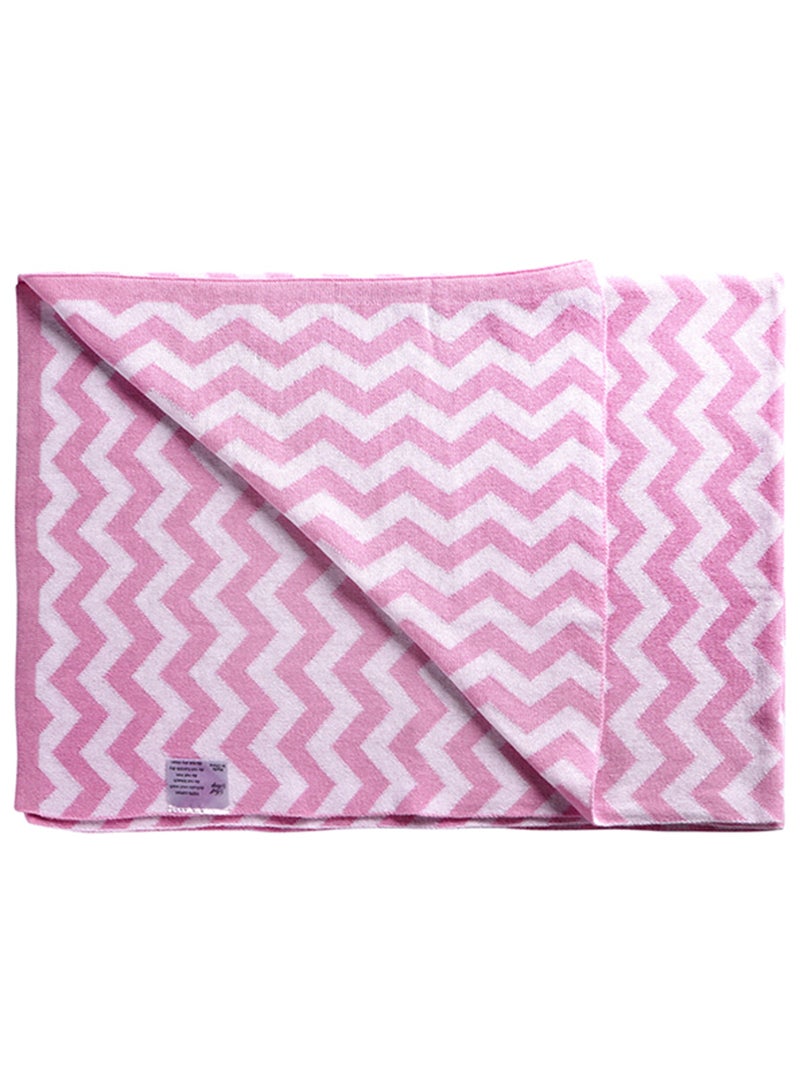 Comfortable Baby Blanket, Soft Stretchy Knitted Cotton Swaddle 70x90cm - Pink