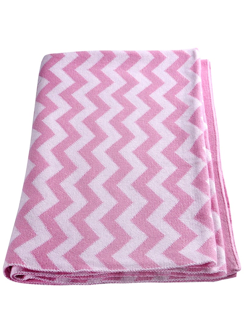 Comfortable Baby Blanket, Soft Stretchy Knitted Cotton Swaddle 70x90cm - Pink