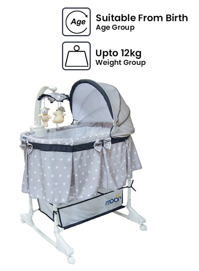 4 In 1 Convertible Soffy Baby Cradle - Grey Line