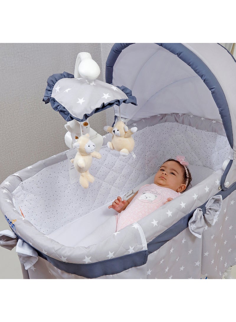 4 In 1 Convertible Soffy Baby Cradle - Grey Line