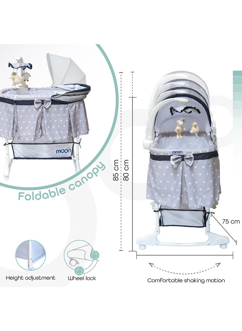 4 In 1 Convertible Soffy Baby Cradle - Grey Line