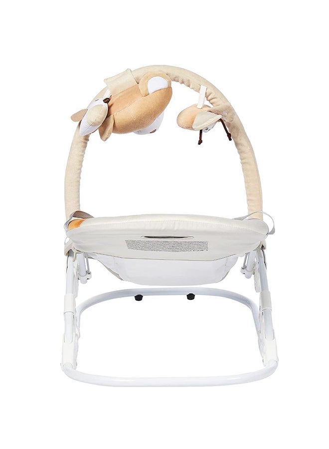 Portable Giocam Baby Infant Rocking, Bouncer, Sway Gentle Swaying Rocker, Support With Safety, Cradle, Adjustable 3-position Backrest, Soft Fabric Cover Form 0-9 Kg - Beige