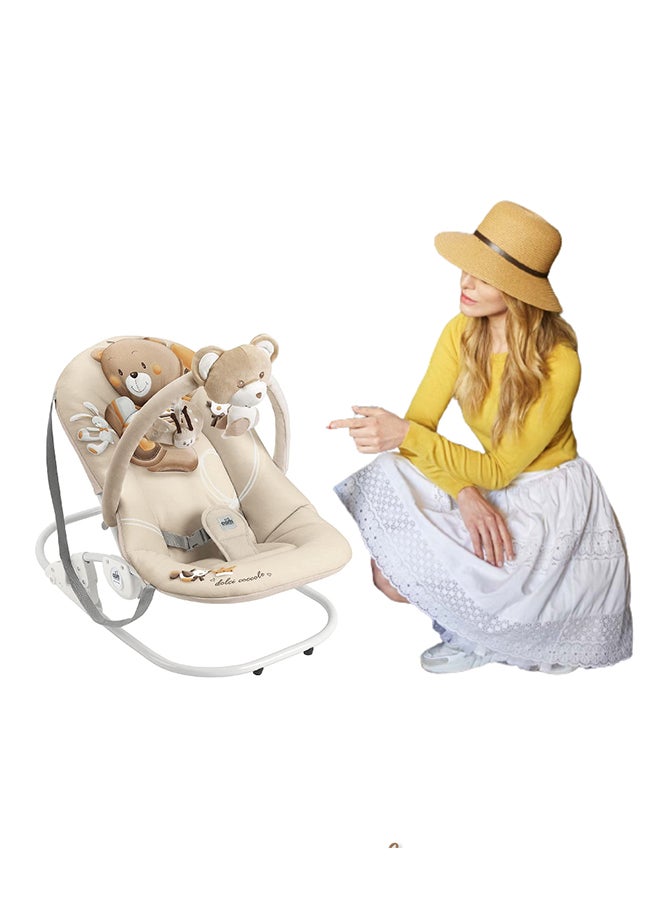 Portable Giocam Baby Infant Rocking, Bouncer, Sway Gentle Swaying Rocker, Support With Safety, Cradle, Adjustable 3-position Backrest, Soft Fabric Cover Form 0-9 Kg - Beige