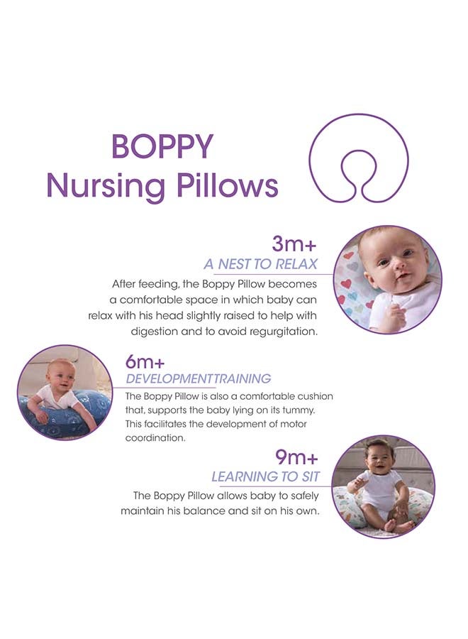 Boppy Pillow With Double-Side Slipcover Jersey 0-12M, Mod Geo