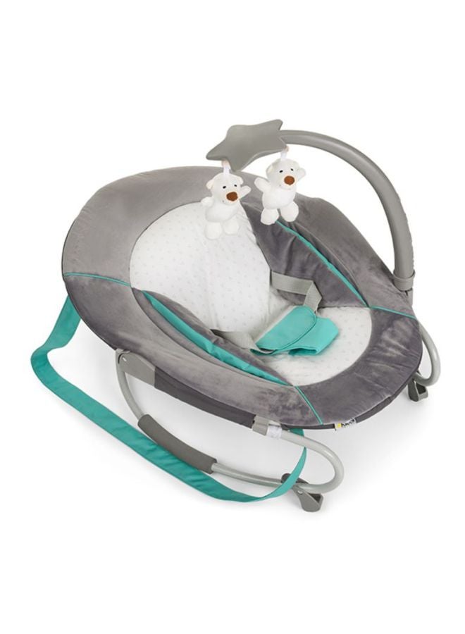 Leisure, Baby Rocker From Birth Up To 9 Kg, Swing And Chair, Tilt-Resistant Bouncer With Removable Play Arch, Adjustable Backrest, Carry Straps, Safety Harness, Bear Hearts