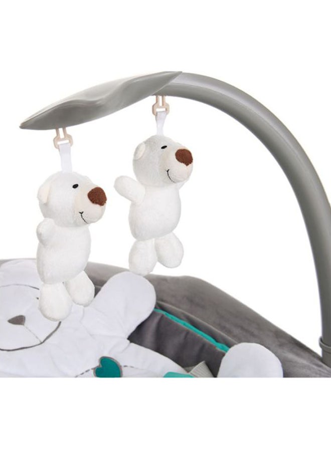 Leisure, Baby Rocker From Birth Up To 9 Kg, Swing And Chair, Tilt-Resistant Bouncer With Removable Play Arch, Adjustable Backrest, Carry Straps, Safety Harness, Bear Hearts