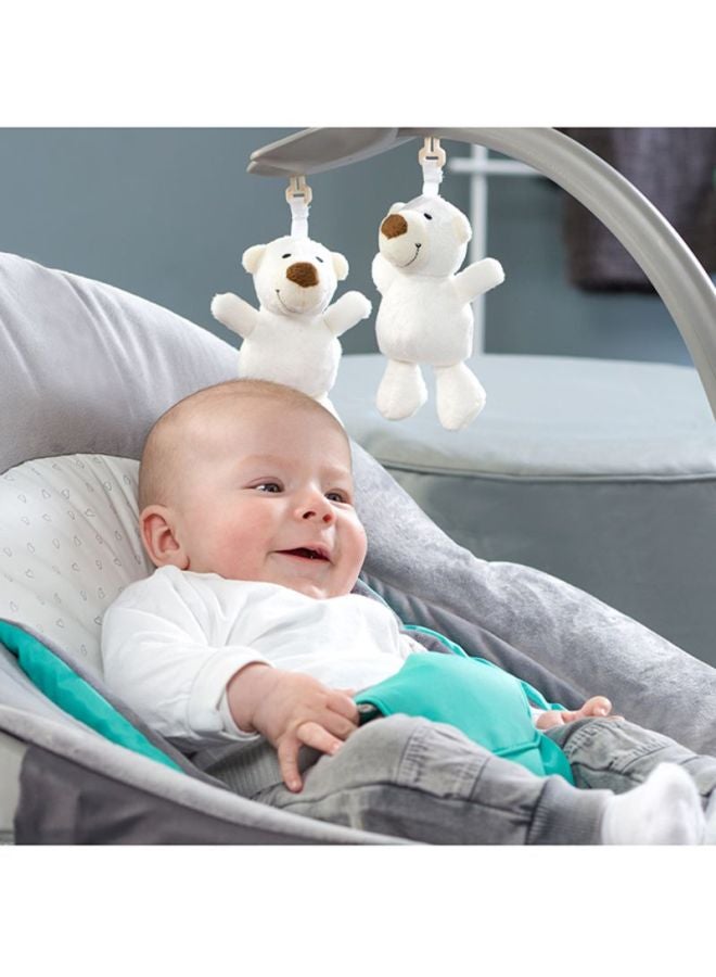 Leisure, Baby Rocker From Birth Up To 9 Kg, Swing And Chair, Tilt-Resistant Bouncer With Removable Play Arch, Adjustable Backrest, Carry Straps, Safety Harness, Bear Hearts