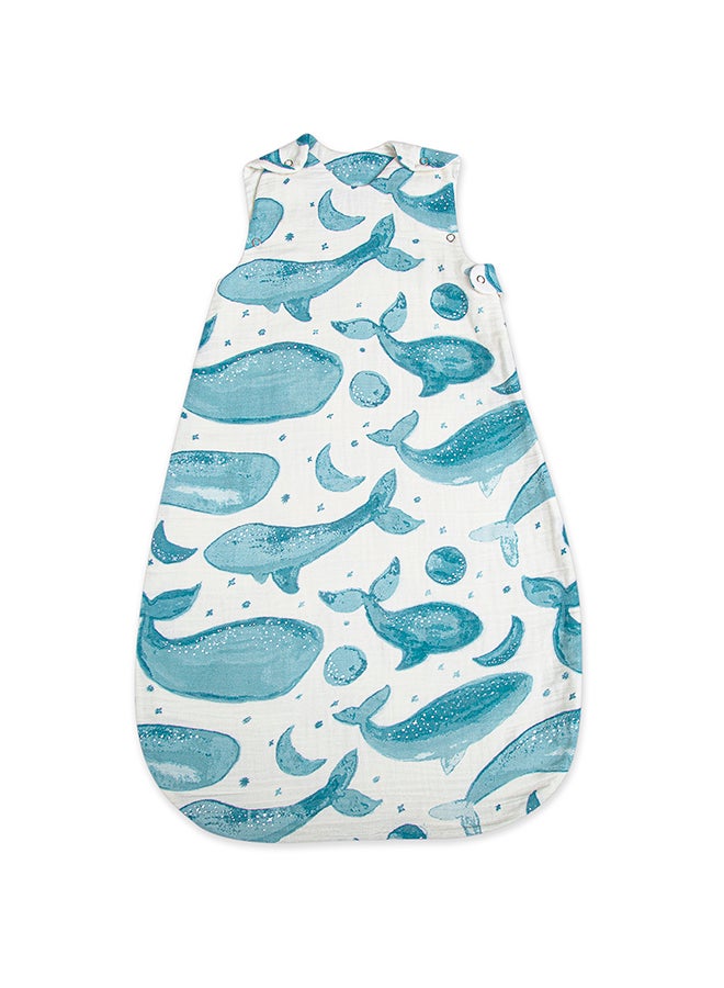 Caspian Wearable Blanket 0-9 Months, Muslin Whale Print