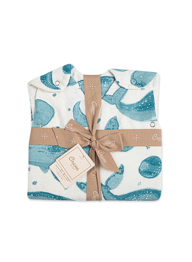 Caspian Wearable Blanket 0-9 Months, Muslin Whale Print