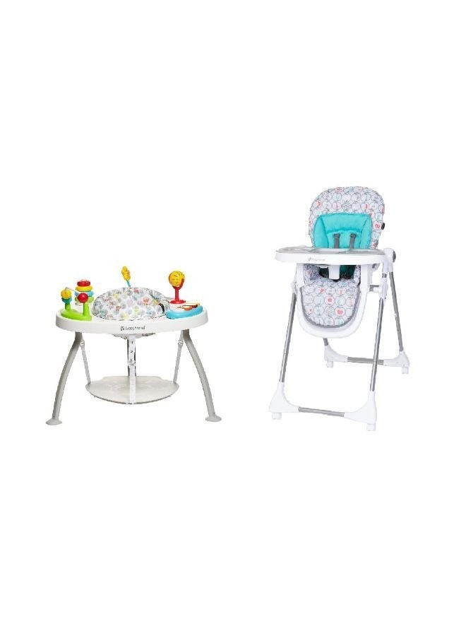 Aspen ELX High Chair Farmers Market And 3-in-1 Bounce N Play Activity Center Woodland Walk Bundle