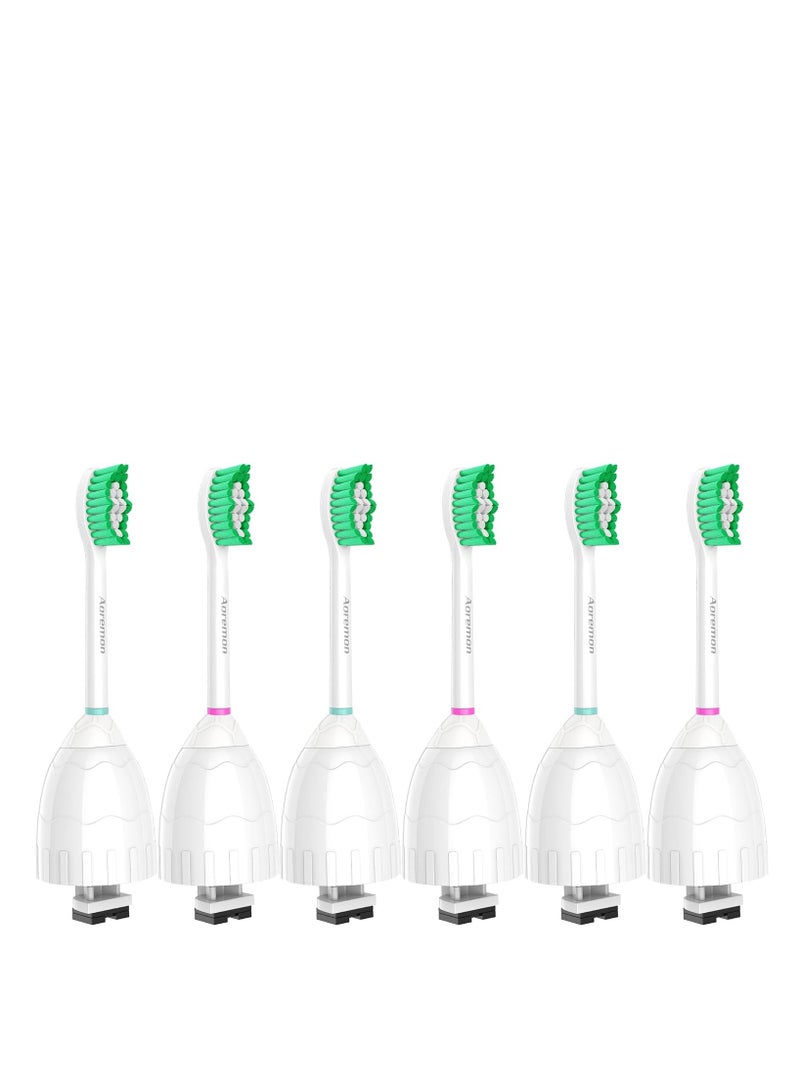 Aoremon Replacement Toothbrush Heads for Philips Sonicare E-Series Essence HX7022/66 and other Screw-on Electric Toothbrush Model, 6 Pack
