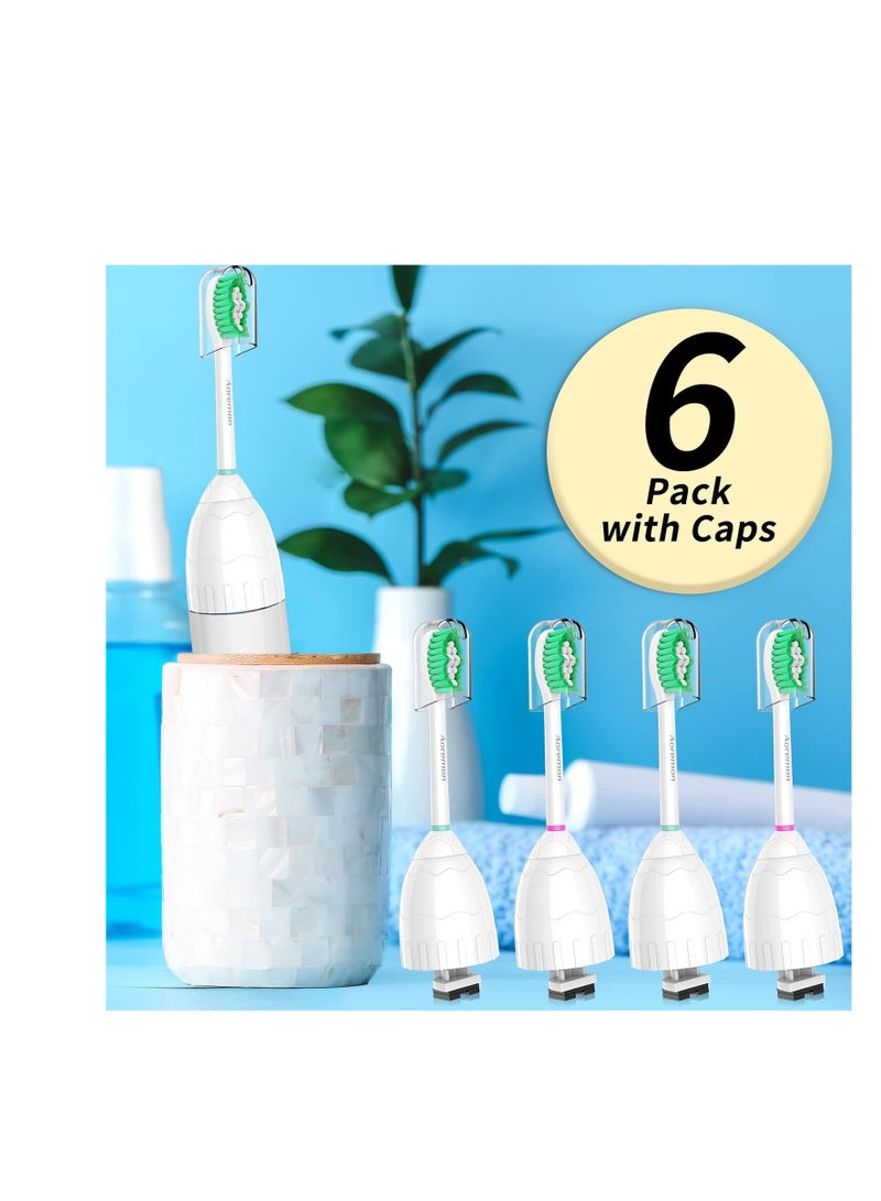 Aoremon Replacement Toothbrush Heads for Philips Sonicare E-Series Essence HX7022/66 and other Screw-on Electric Toothbrush Model, 6 Pack