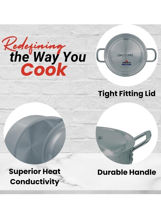 Sonex Baby Classic Cooking Pot No.2 – 21 cm Diameter, 4 Liter Capacity, Aluminum Construction, Stainless Steel Handles, Includes Lid