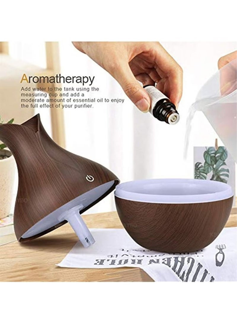 Essential Oil Diffuser, USB Led Ultrasonic Aroma Oil Diffuser Humidifier With 7 Colors, Durable And Reliable Fragrance Diffuser Machine, Portable Cool Mist Humidifier For Home Office, (Brown 2)