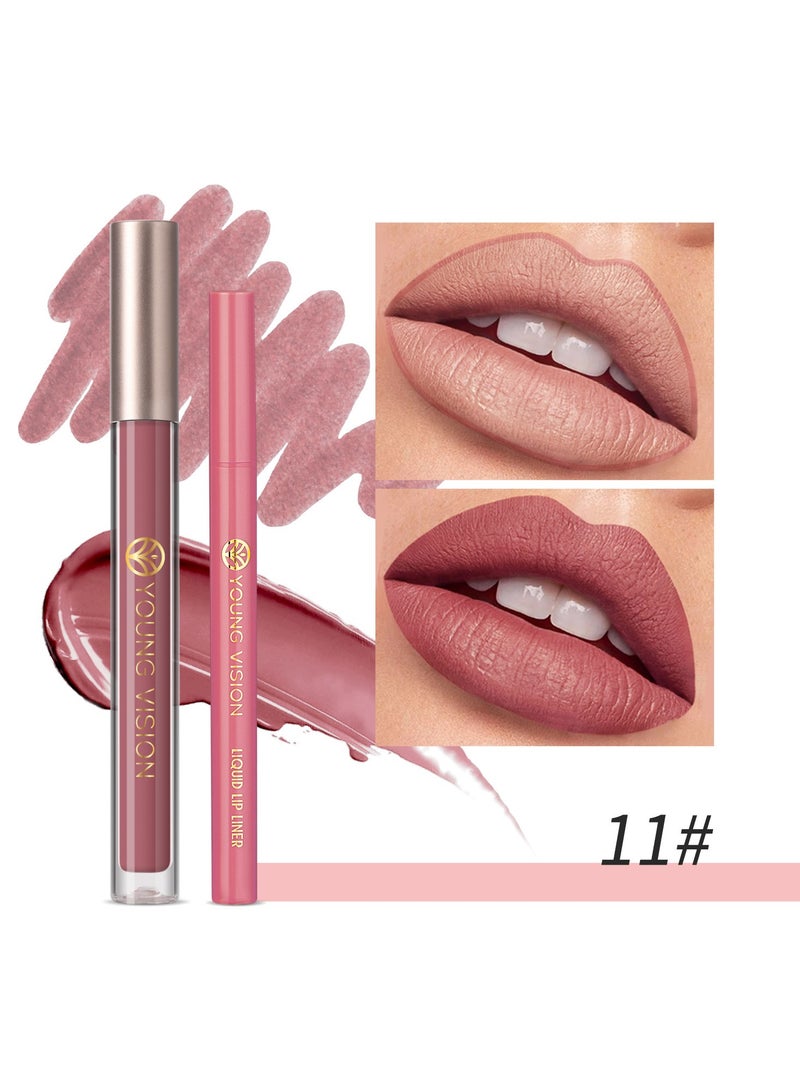 YOUNG VISION lip glaze + lip liner 2-piece set Hulutou liquid lip liner is not easy to stick to the lip glaze