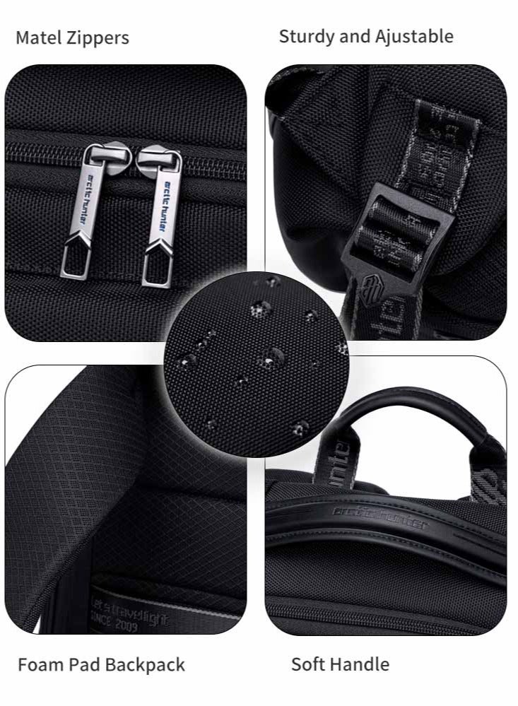 Professional Business Travel Backpack with USB Charging Port and TSA Locker for Men, Large College School Bag Durable Commuter Bag, Black