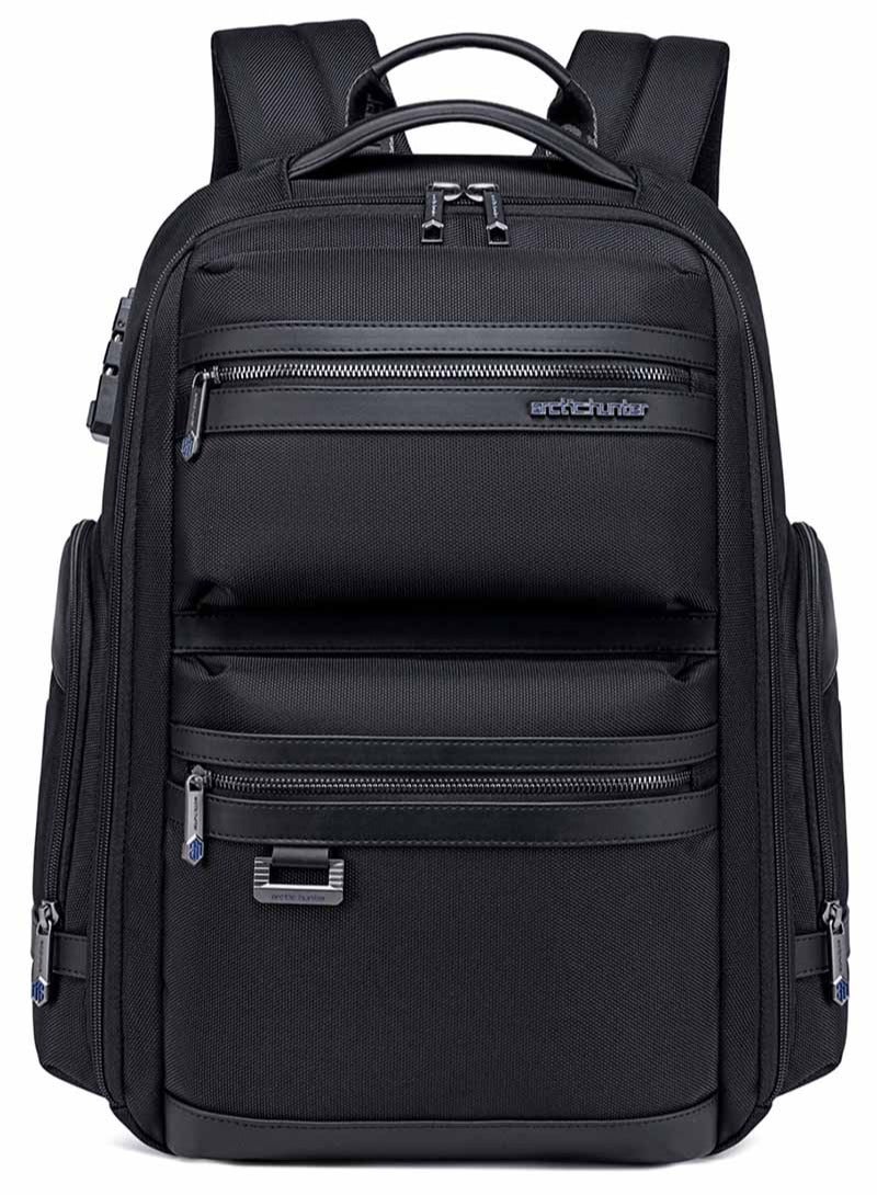 Professional Business Travel Backpack with USB Charging Port and TSA Locker for Men, Large College School Bag Durable Commuter Bag, Black