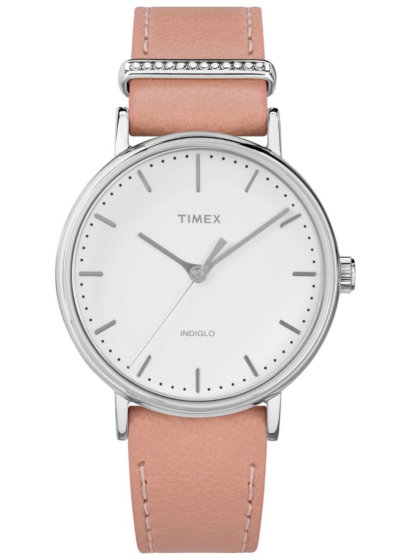Timex Brass Analog Women's Watch With Pink Leather Band TW2R70400