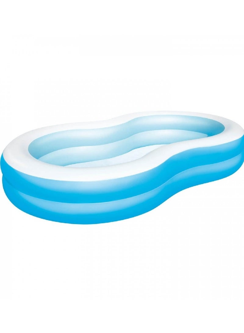 The Big Lagoon Family Pool Ideal For Family Fun In The Sun, Made With Durable Pvc Marteial, Easy Assembly, With 2 Equal Rings And Heavy Duty Repair Patch. 87X62X18 Inch. 54117