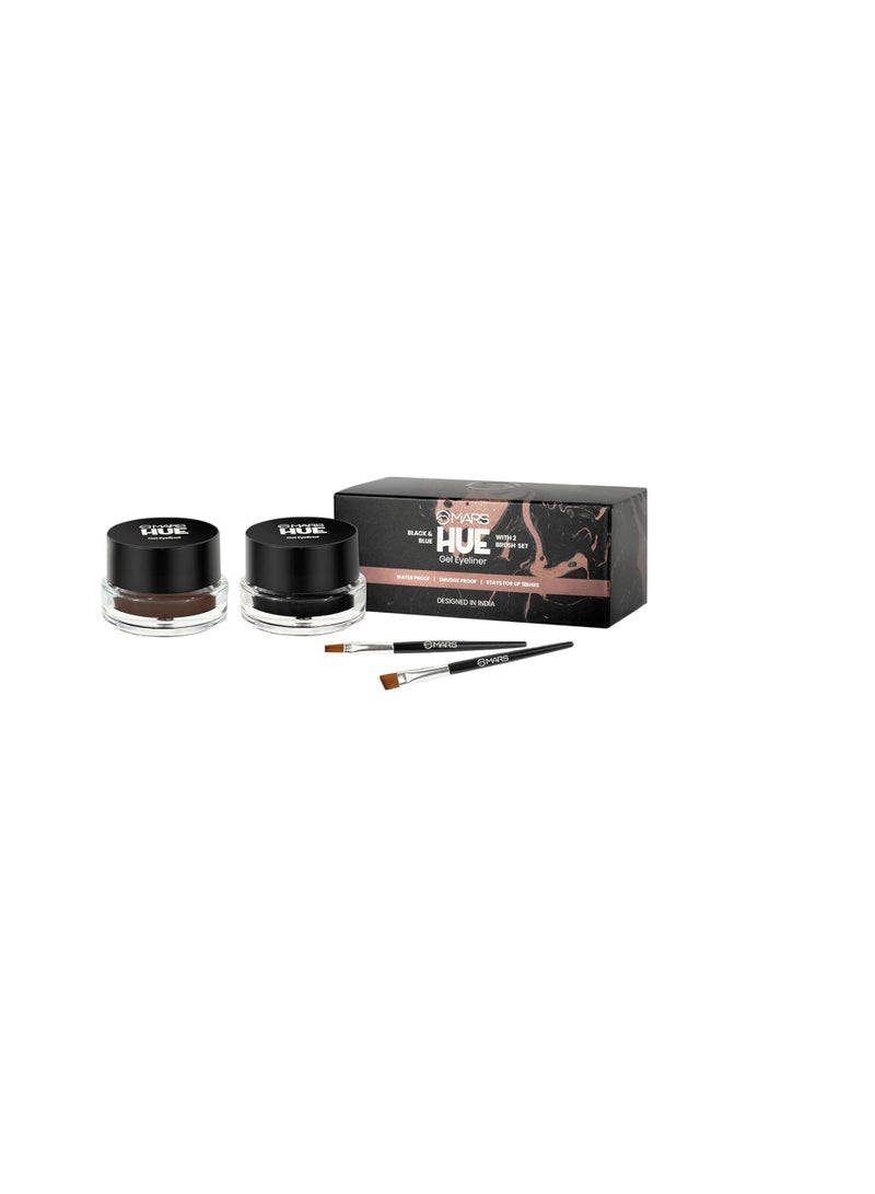 MARS 2 In 1 Hue Gel Eyeliner In Black and  Brown Colour   Waterproof and  Smudgeproof Formula   Stay Upto 24 Hours  | Comes With 2 Brush Set  6.0 Gm  Matte Finish