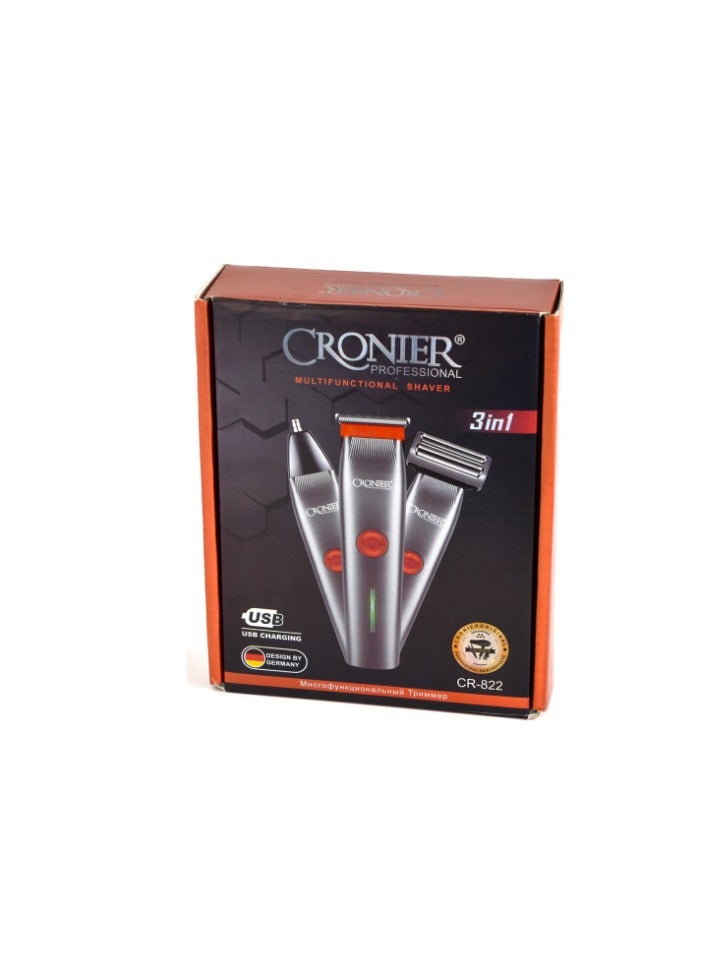 Cronier Professional Multifunctional Shaver/Trimmer 3 in 1 Cr-822