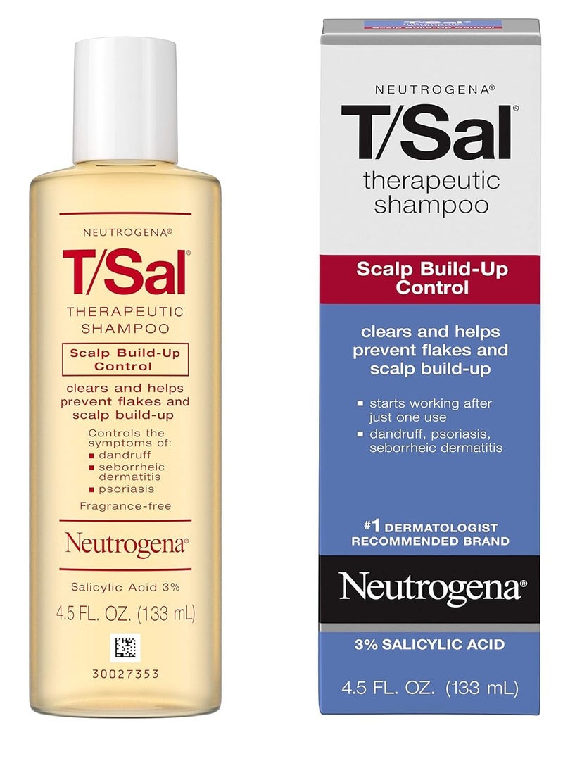 T/Sal Therapeutic Shampoo For Scalp Build-Up Control With Salicylic Acid, Scalp Treatment for Dandruff, Scalp Psoriasis & Seborrheic Dermatitis Relief, 4.5 fl. oz