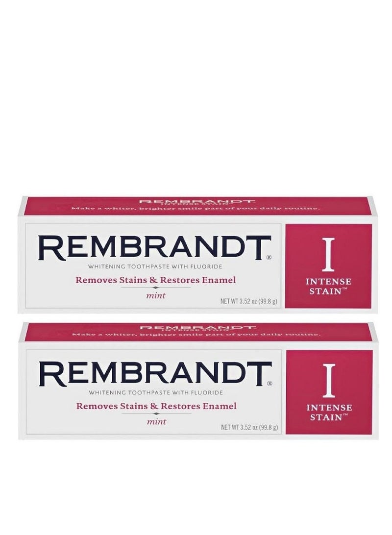REMBRANDT Intense Stain Whitening Toothpaste With Fluoride, Removes Tough Stains, Rehardens And Strengthens Enamel, 3.5 Ounce - (Pack of 2)
