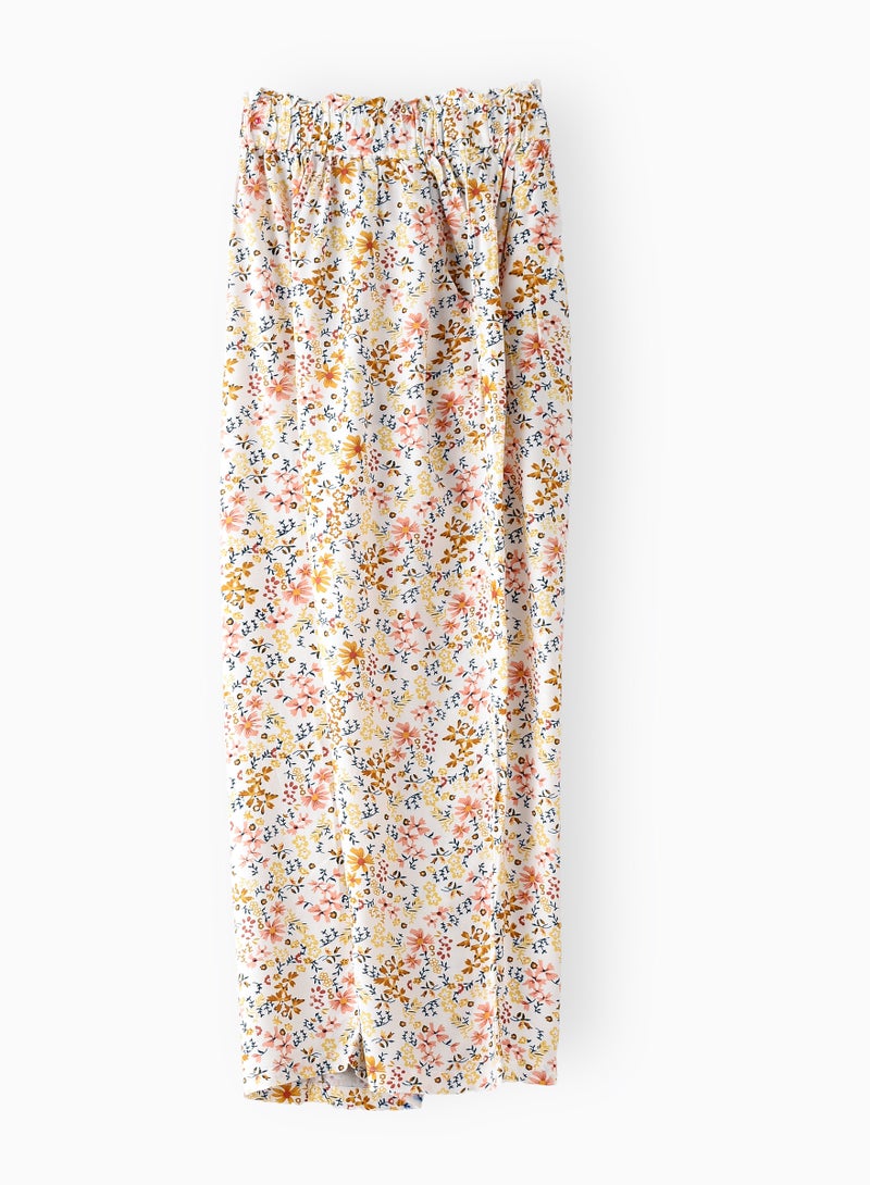 Blooming Breeze Style: Girls Floral Viscose Pants Breezy Comfort & Effortless Chic