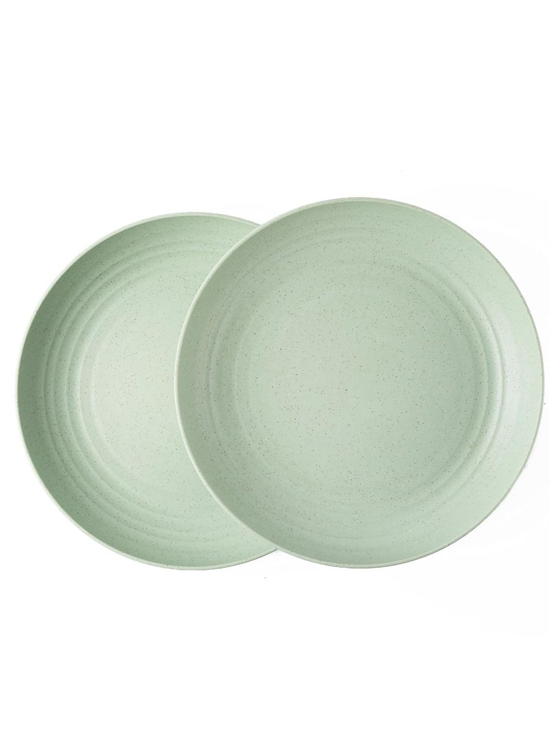 Set of 2 Unbreakable Wheat Straw Dinner Plates 10 Inch- (Mint Green) Reusable, Lightweight & Eco-Friendly, Microwave, Freezer & Dishwasher Safe, Cut Resistant & Lead-Free