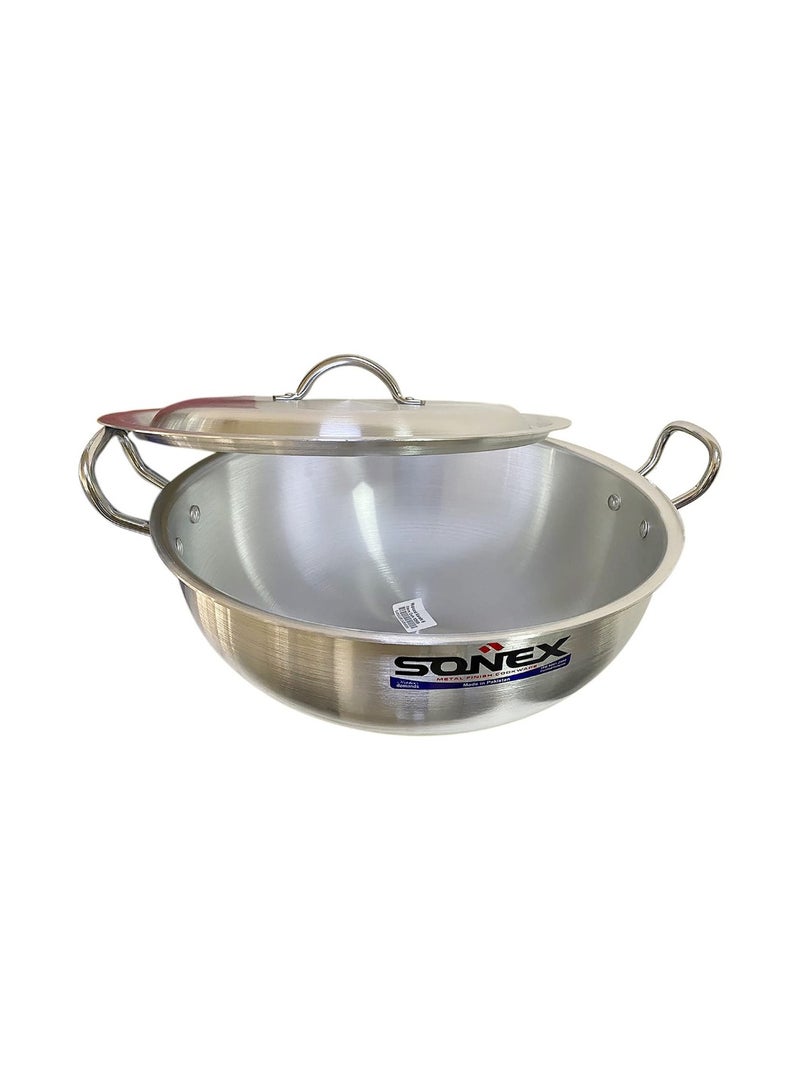 Sonex Round Karahi Set Authentic Aluminum Wok, 6x8, Generous Size, Traditional Asian Cooking Experience, Durable Construction, Versatile Cooking, Premium Metal Finish, Set of 3, (7,9,11) Ltr