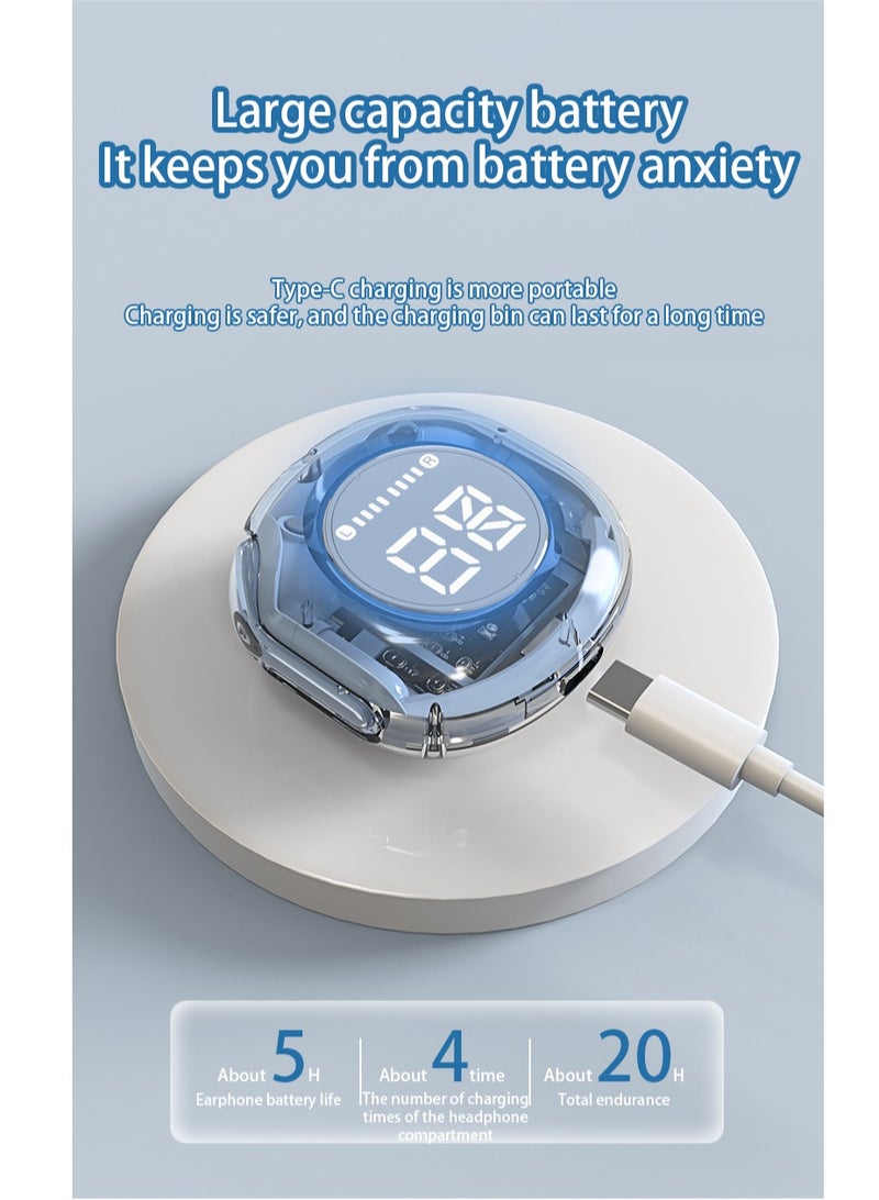 Wireless Earphones Bluetooth 5.3 Headphones LED Power Display Mini Crystal in-Ear Earbuds with Wireless Charging Case Touch Control Built-in Mic Headphone(Pink)