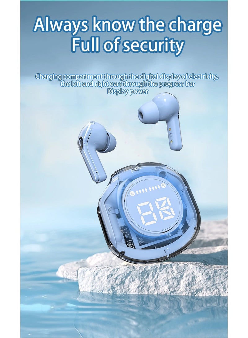 Wireless Earphones Bluetooth 5.3 Headphones LED Power Display Mini Crystal in-Ear Earbuds with Wireless Charging Case Touch Control Built-in Mic Headphone(Pink)