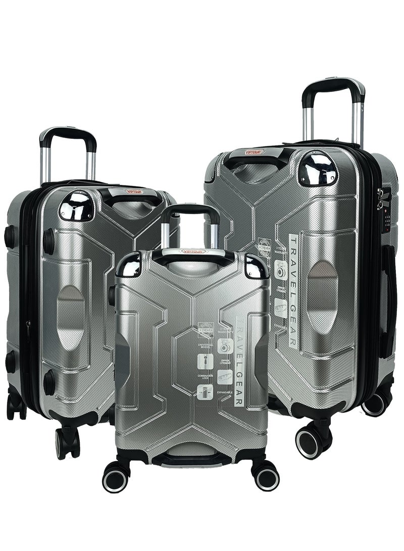 Trolley Luggage Set of 3 PCS TPC Hard Side Spinner Wheels with TSA Lock