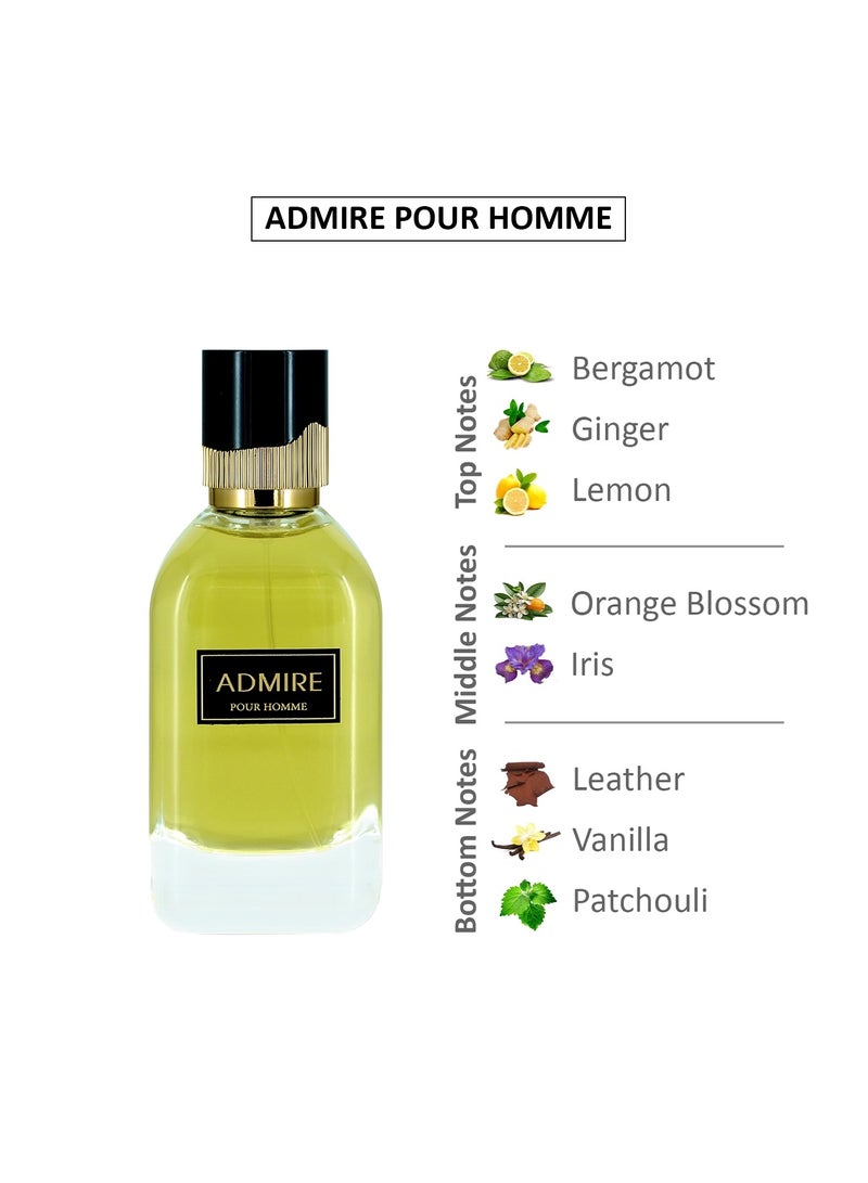 Divina Admire Eau De Parfume For Men 100ml | Long-Lasting Fragrances Men Love | Leather & Vanilla Scent