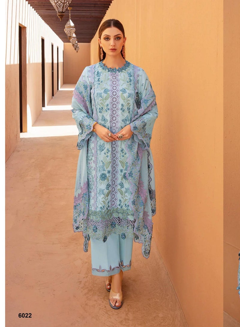 Women's Embroidery Work Fancy Semi Stitched Sky Blue Pakistani Dress