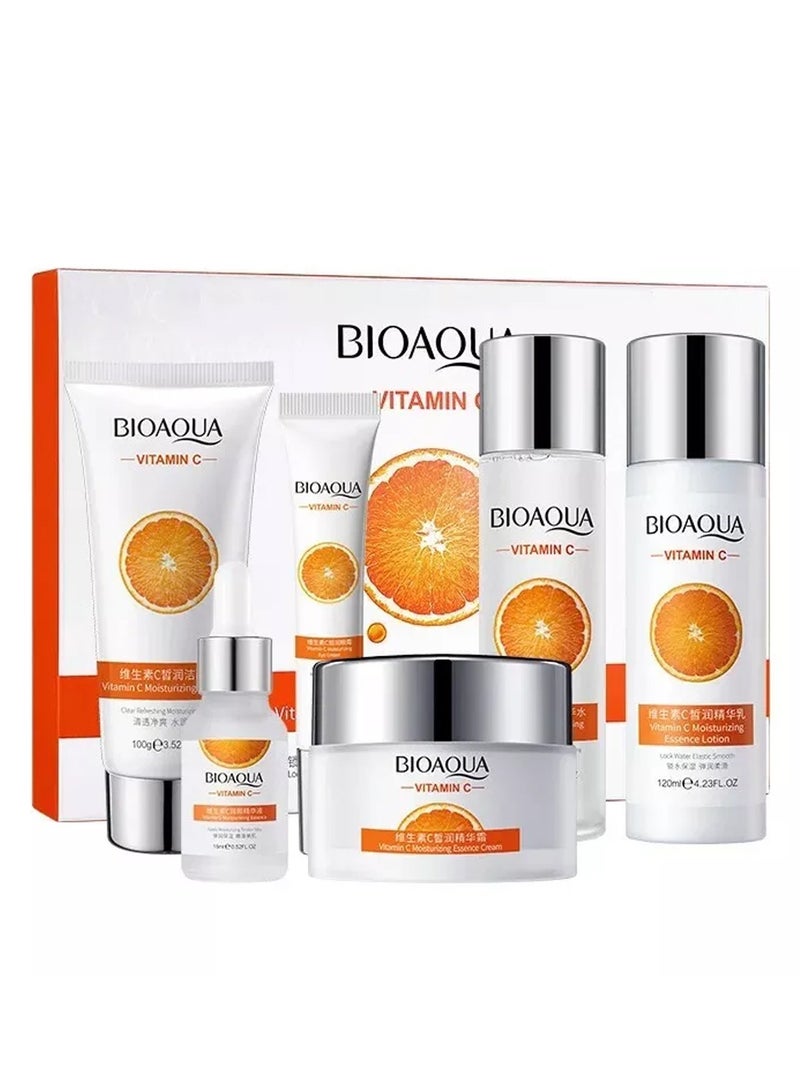 BIOAQUA 6 IN 1 GIFT Box Vitamin C Moisturizing Beautiful Hydrating Shrink Pore Skin Care Set