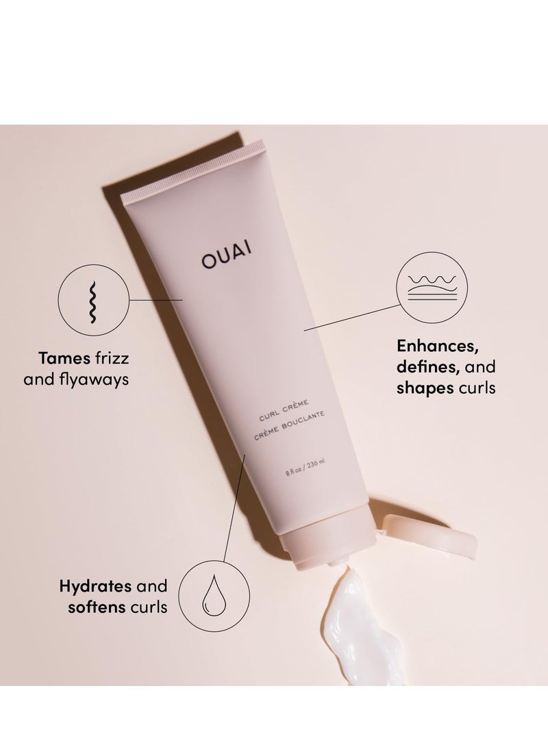 OUAI Curl Cream - Curl Defining Cream for Hydrated, Shiny Curls - Babassu and Coconut Oil, Linseed and Chia Seed Oil - Paraben, Phthalate, Sulfate and Silicone Free Curly Hair Products (8 Fl Oz)