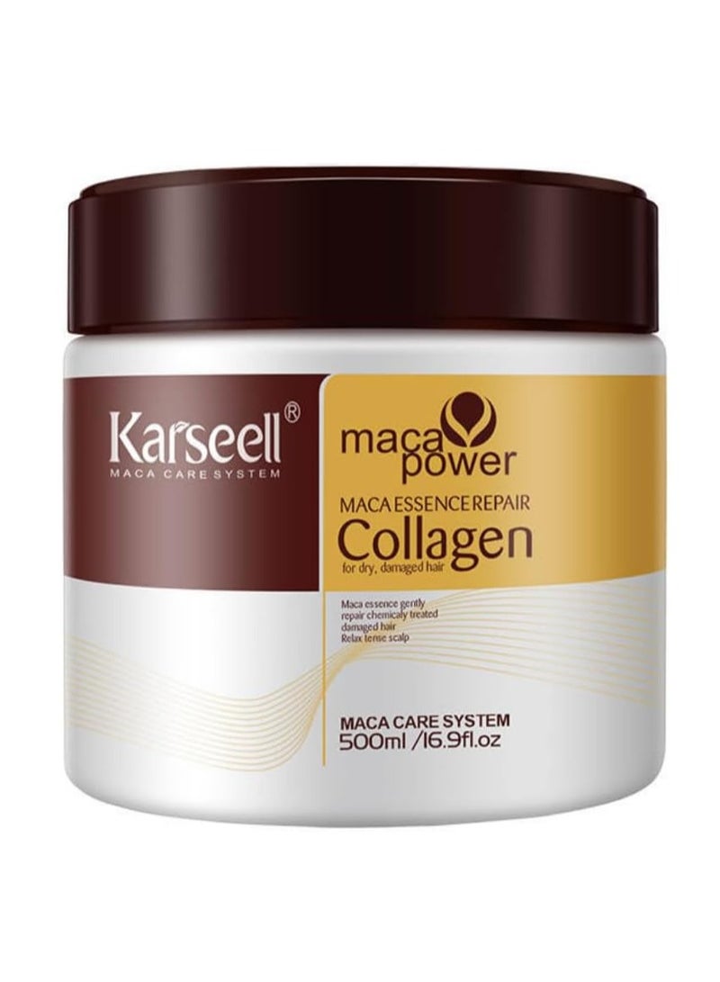 Karseell Collagen Hair Treatment Deep Repair Conditioning Argan Oil Collagen Hair Mask Essence for Dry Damaged Hair All Hair Types 500ml