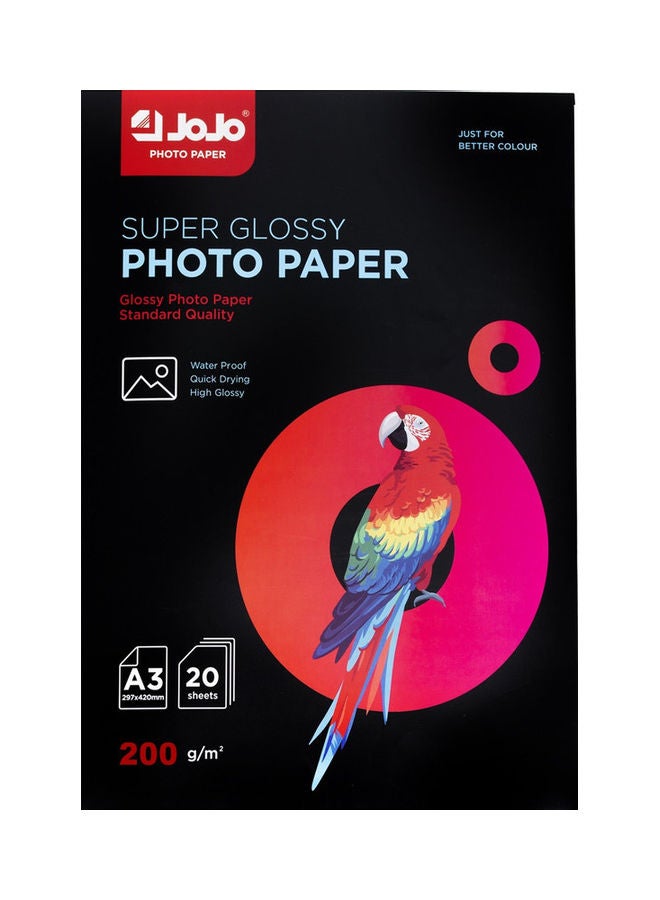 A3 Size Super Glossy Waterproof Photo Paper For All Inkjet Printer 20 Sheets