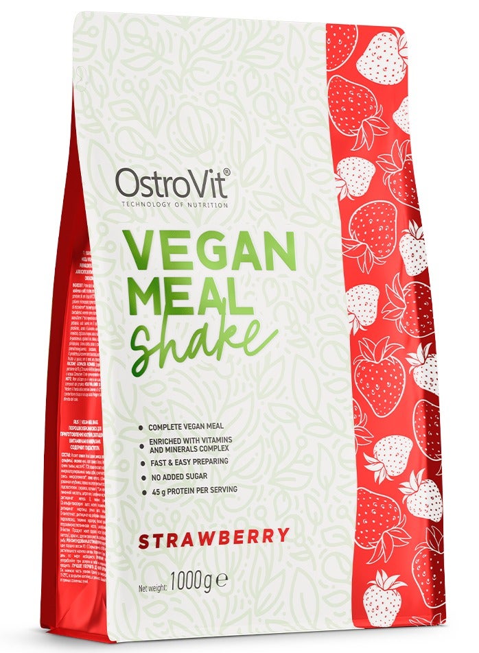 OstroVit Vegan Meal Shake 1000g Strawberry Flavor 11 Serving