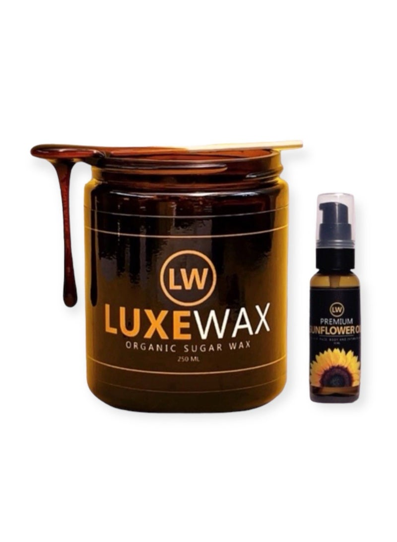 Combo luxe wax organic sugar wax & premium sunflower oil