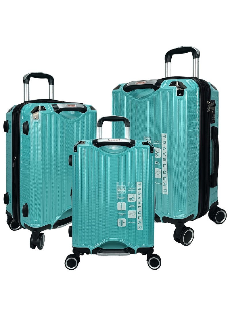 Trolley Luggage Set of 3 PCS TPC Hard Side Spinner Wheels with TSA Lock With Cup Holder