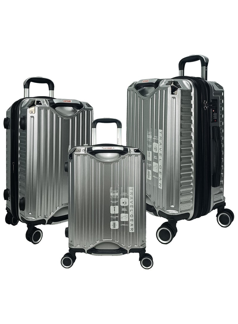 Trolley Luggage Set of 3 PCS TPC Hard Side Spinner Wheels with TSA Lock With Cup Holder