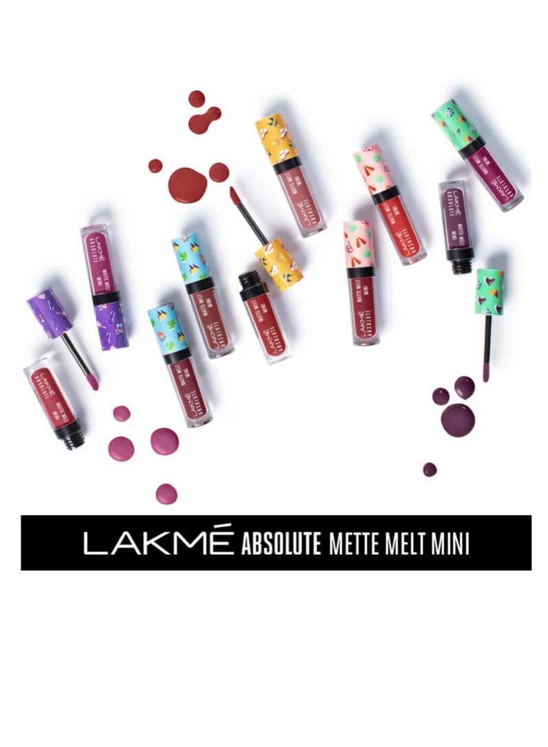 Lakmé Absolute Matte Melt Mini Liquid Lip Colour Magenta Rhythm  Velvet Matte Liquid Lipstick  Transfer Proof  Long Lasting Lightweight 2.4 ml